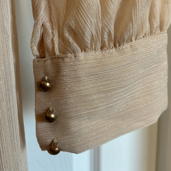 Large, Cream with shimmer long sleeve, floor length dress, never worn. - Picture 4 of 5